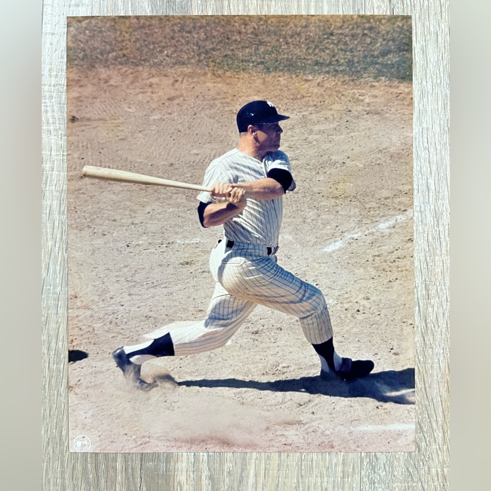 Genuine MLB Mickey Mantle In Action Colored Photograph